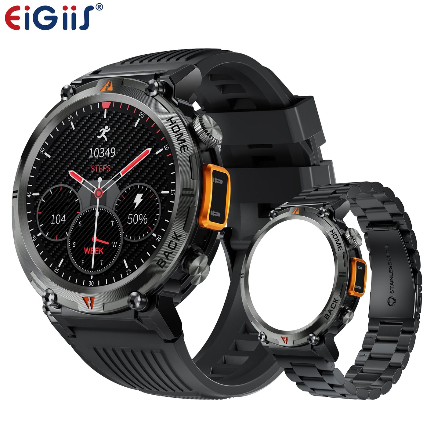 EIGIIS Men'S Outdoor Sports Watch with IPX8 (3ATM) Flashlight