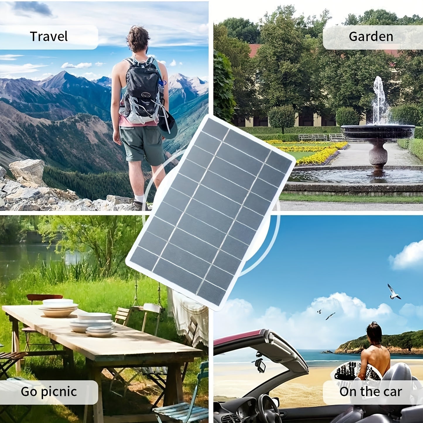 Portable Solar Charger with USB - 2W,