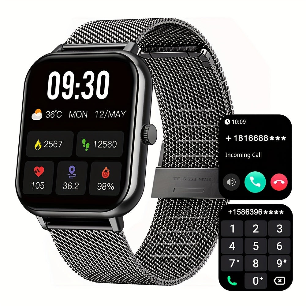 Unisex Smart Watch (Answer/Make Call), 1.83'' Wireless Calling Smartwatch With Pedometer/100+Sport Modes/Ai Voice Control/100+ Watch Faces/Alarm Clock/ Smart Fitness Watch Compatible For IPhone And Android Phones, Goods Gifts