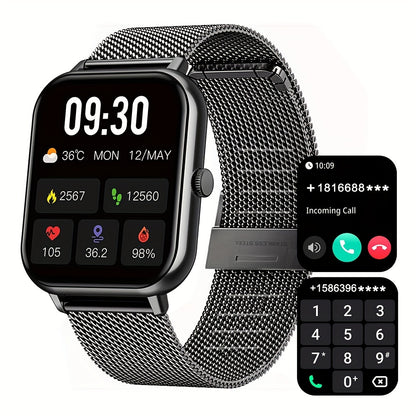 Unisex Smart Watch (Answer/Make Call), 1.83'' Wireless Calling Smartwatch With Pedometer/100+Sport Modes/Ai Voice Control/100+ Watch Faces/Alarm Clock/ Smart Fitness Watch Compatible For IPhone And Android Phones, Goods Gifts