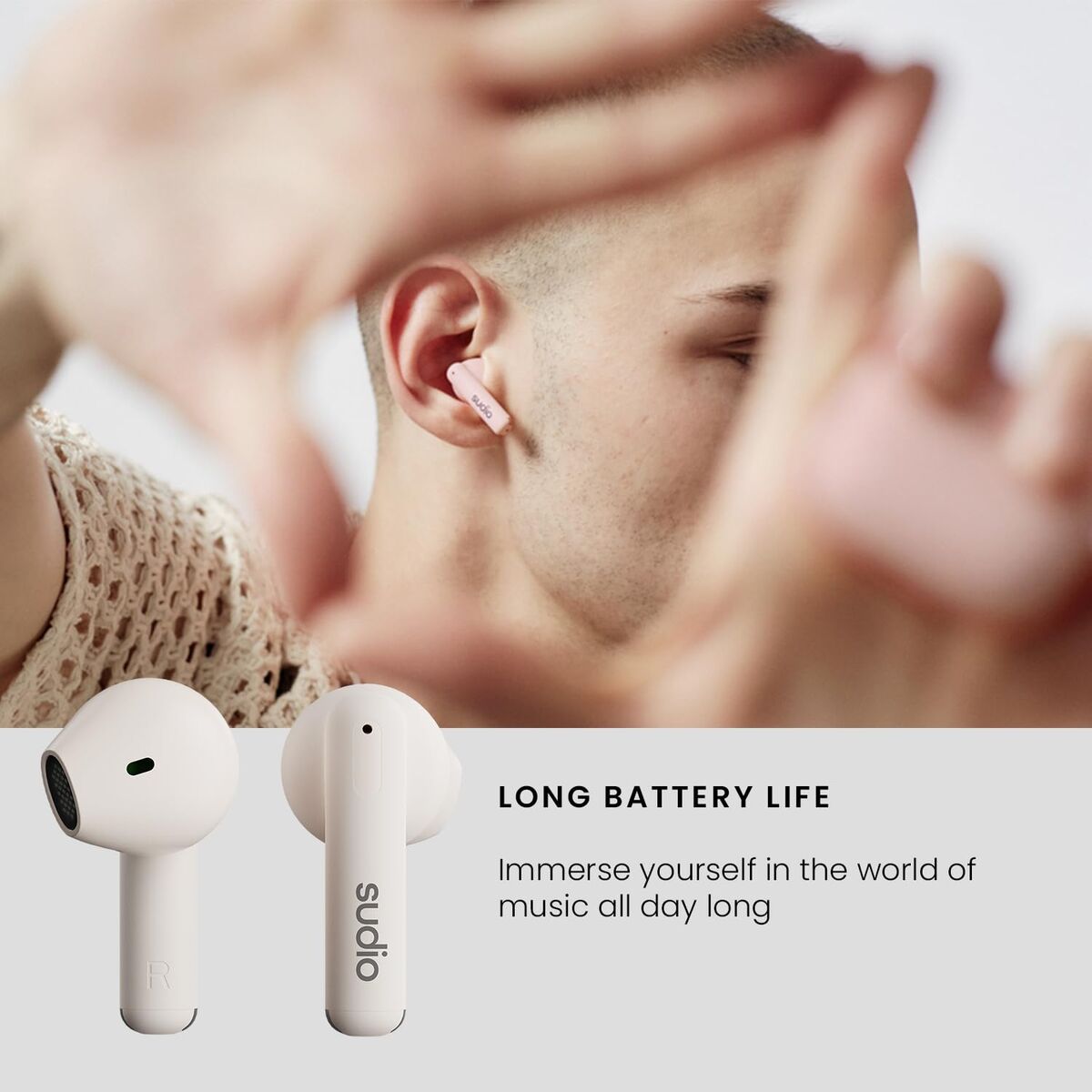 In-ear Bluetooth Headphones Sudio A1 True Wireless White-5