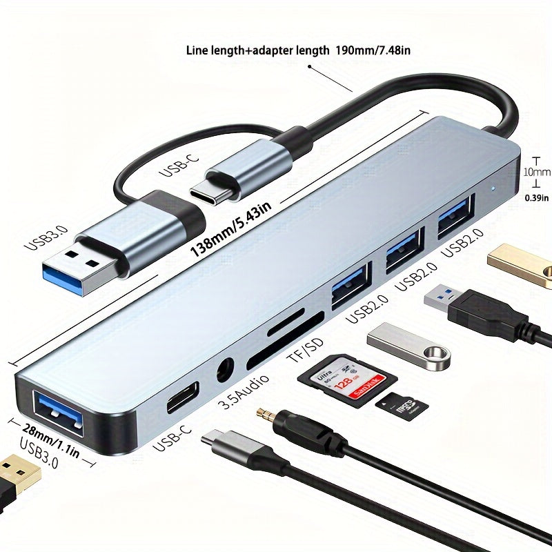 3.0 High speed USB C hub USB splitter 8-in-1 USB