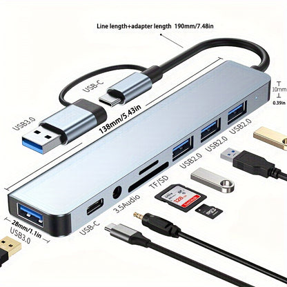 3.0 High speed USB C hub USB splitter 8-in-1 USB