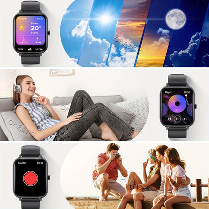 Unisex Smart Watch (Answer/Make Call), 1.83'' Wireless Calling Smartwatch With Pedometer/100+Sport Modes/Ai Voice Control/100+ Watch Faces/Alarm Clock/ Smart Fitness Watch Compatible For IPhone And Android Phones, Goods Gifts