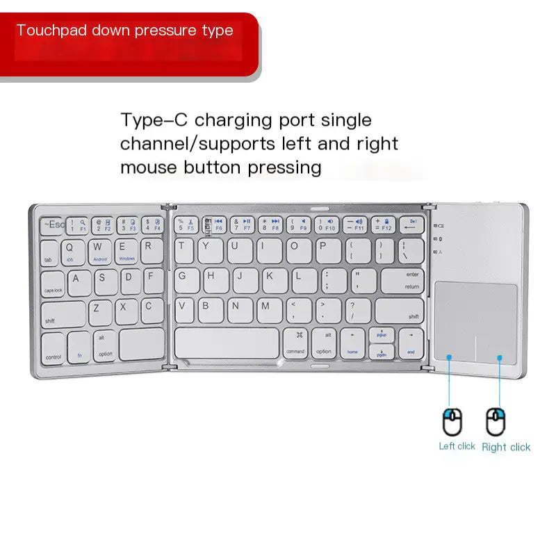 Teclado Dobrável Compacto Bluetooth com Touchpad