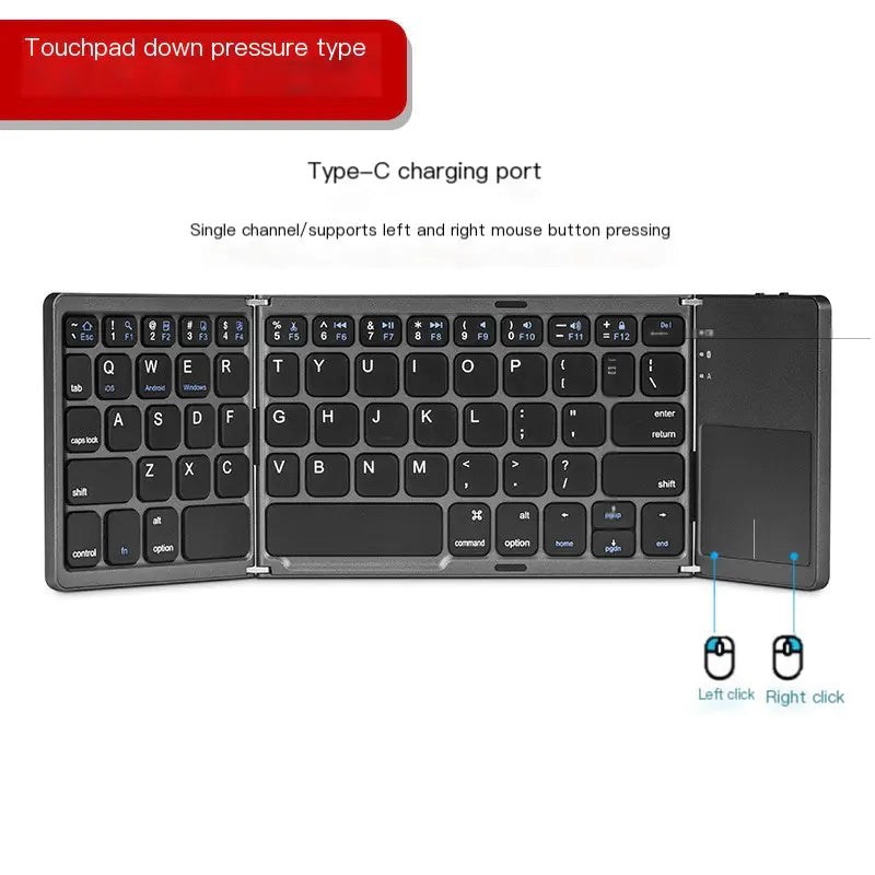 Teclado Dobrável Compacto Bluetooth com Touchpad