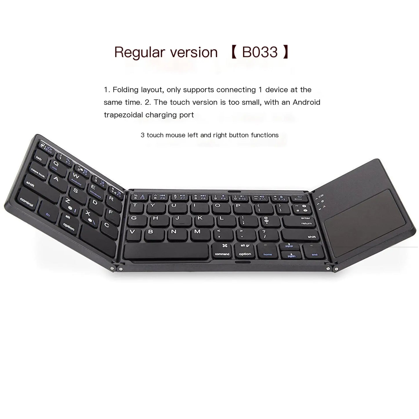 Teclado Dobrável Compacto Bluetooth com Touchpad