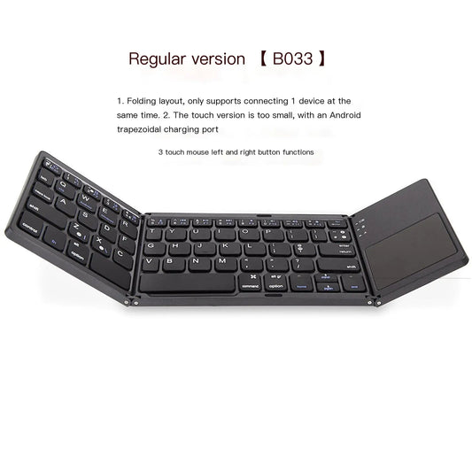 Teclado Dobrável Compacto Bluetooth com Touchpad